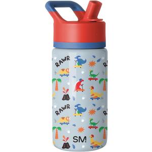Simple Modern Kids Water Bottle with Straw Lid | 14oz Insulated Stainless Steel Kids Tumbler & Spill Proof Toddler Cup for School, Girls, Boys | Summit | Rad Dino