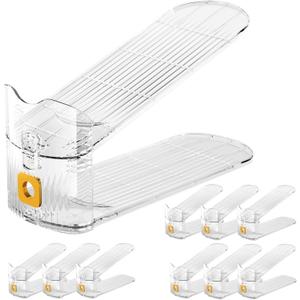 10Pack Shoe Slot Organizers Clear Shoe Stacker Organizer for Closet Shoe Holder Space Saver Rack Storage for Closet (Clear, 10Pack)