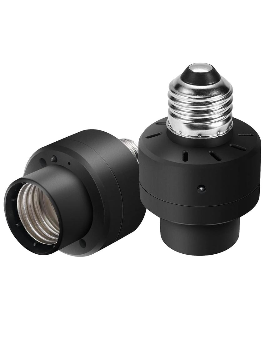 DEWENWILS Dusk to Dawn Light Bulb Sockets, E26 Light Sensor Socket with Timer, Light Socket Indoor/Outdoor for Porch Garage Garden Patio Waterpoof Lights, 2 Pack, ETL Listed