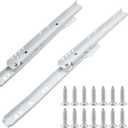 1 Pair 10 Inch Drawer Slides, White Coated Steel Drawer Track, Removable Bottom Mount Drawer Rails with Smooth Sliding Nylon Wheels