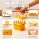 Popsicles Molds with Lid and Bin 9 Pieces Reusable Easy Release Entire Homemade Popsicle Molds Odorless Ice Pop Maker BPA Free