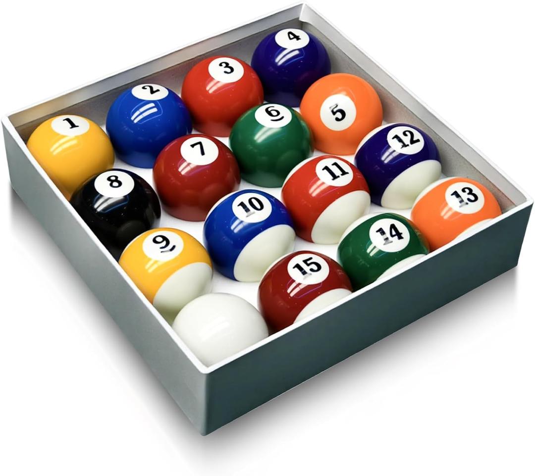 Billiard Balls Set 2-1/4" Regulation Size Pool Table Balls for Replacement (16 Resin Balls)