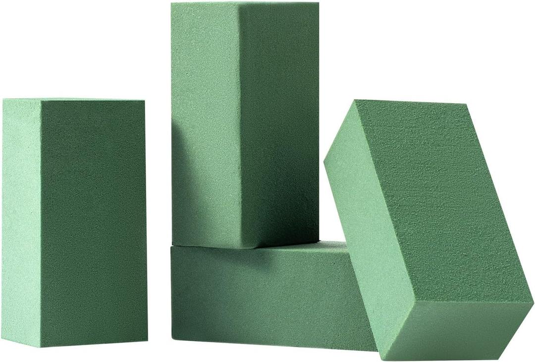 Crafare 6x3x2.5 Inch Wet Floral Foam Blocks Rectangle Small Size Foam Bricks for Fresh Artificial Flower Arrangements Wedding Centerpiece Party Home Decoration Pack of 4 Green