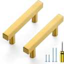 Ravinte 5 Pack Gold Cabinet Handles 2-1/2 Inch Brushed Brass Square Cabinet Pulls Gold Hardware for Kitchen Cabinets - 4 Inch Total Length