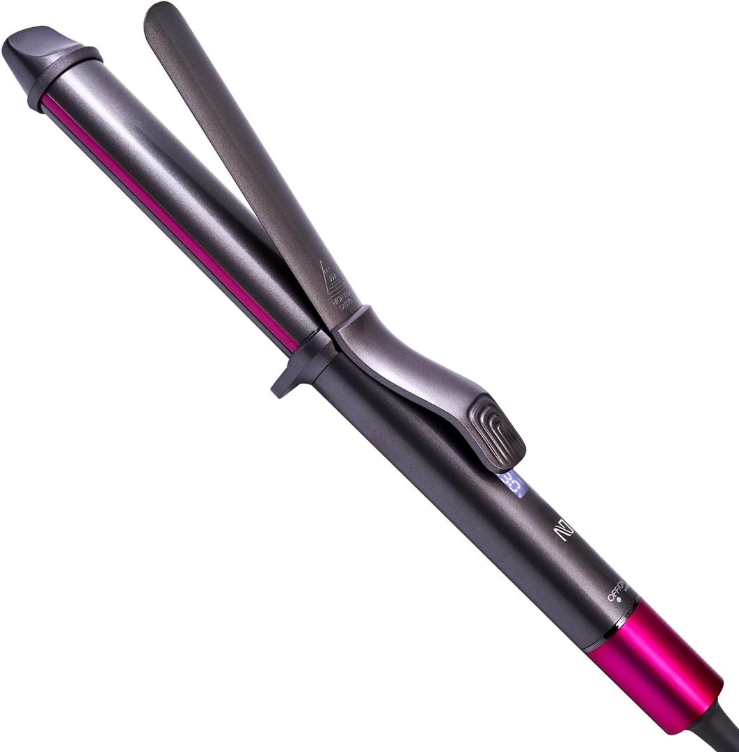 1 1/4 Inch Curling Iron, Ceramic Coated Hair Curling Wand, Rapid 430F Heating, Temperature LED Display, 6 Temperature Settings, 60 Minutes Auto-Off (Pink)