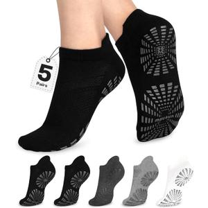 unenow 5 Pairs Pilates Socks for Women Non Slip Socks with Grips for Yoga Hospital Barre Barefoot