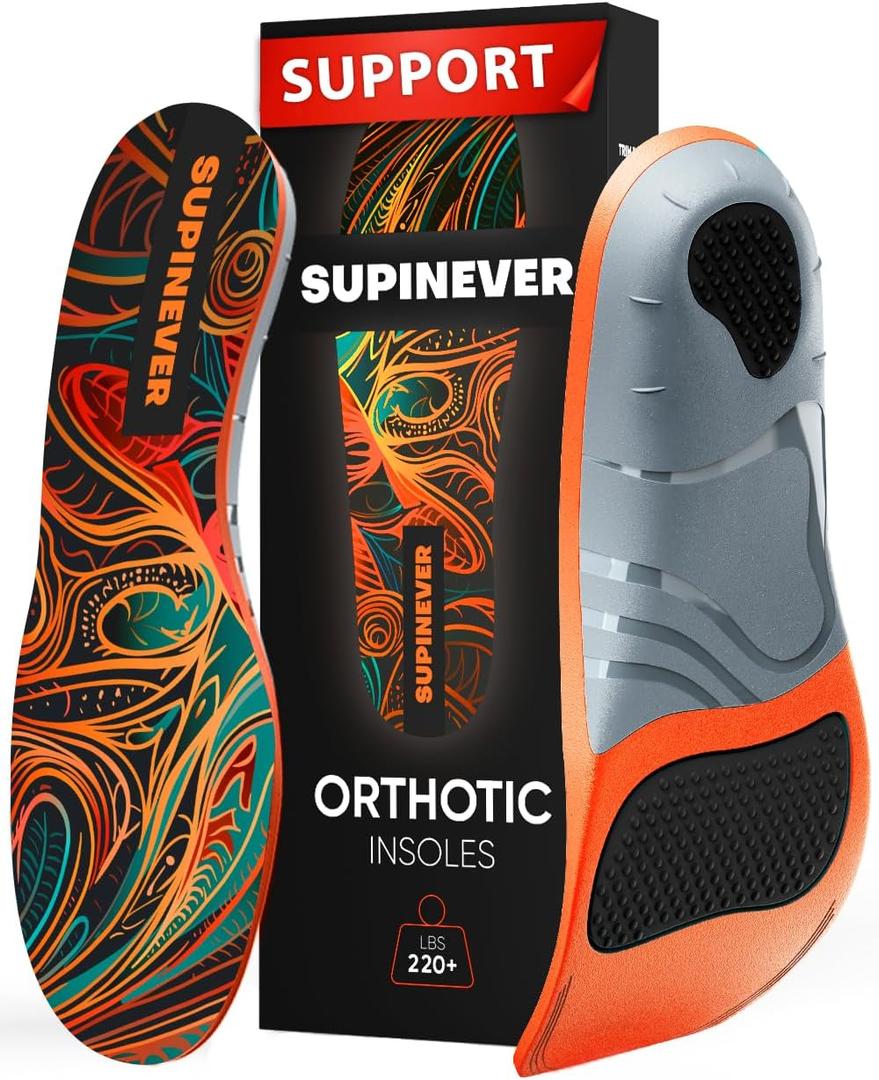 220+ lbs Plantar Fasciitis Insoles - High Arch Support - Pain Relief - Comfort and Stability - Work Boots and Shoes (S) (S(Men 6.5-8.5/Women 7.5-9.5), Multicolor)