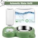 Dog Bowls, Cat Food and Water Bowl Set with Water Dispenser and Stainless Steel Bowl for Cats and Small Dogs - Green