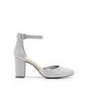 DREAM PAIRS Women's Closed Toe Chunky Heels Ankle Strap Low Block Heels Round Toe Dress Bridal Wedding Pumps Shoes,Size 8,Silver-Glitter,DWUMPU2535