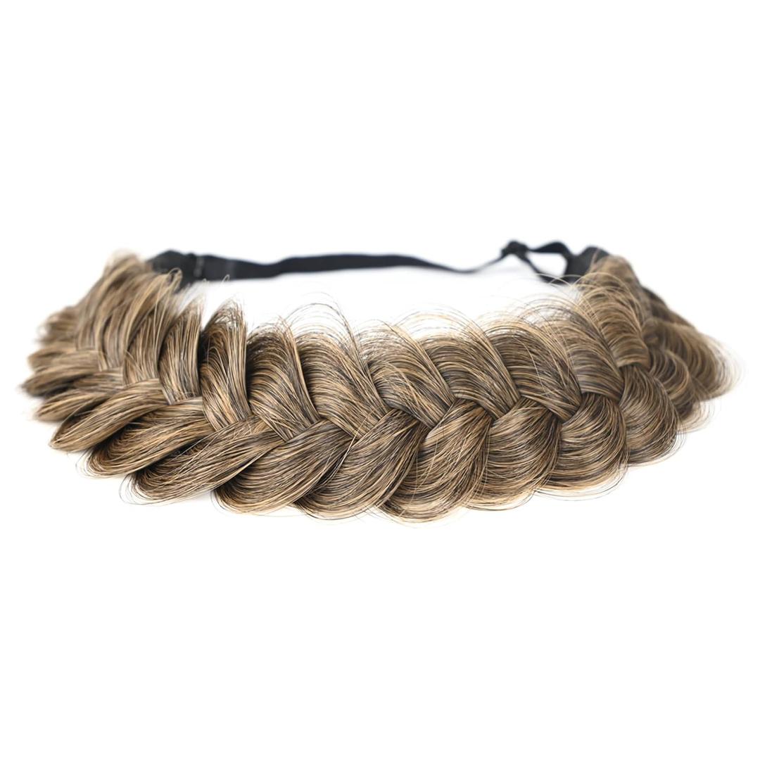 Braid Headband 2 Strands Messy Classic Chunky Plaited Wide Braids Elastic Stretch Quality Synthetic Braided Headband Women Girl Bohemian Hair Braid 65g (Headbands A5)