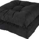 RACE LEAF 19" x 19" Patio Chair Cushions Black - Outdoor/Indoor Tufted Memory Foam Chair Pads Set of 2, Water-Resistant Olefin Chair Seat Cushion Non-Slip Backing