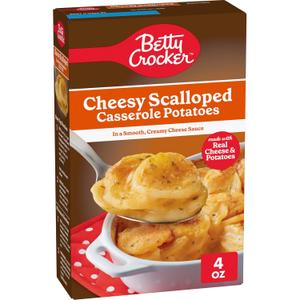 Betty Crocker Cheesy Scalloped Casserole Potatoes, 4 oz | Real Cheese & Potatoes, Smooth Creamy Cheese Sauce, Just Add Water, Milk & Butter, 4 Servings (EXP 02/12/27)