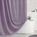 Boho Shower Curtain Purple Woven Fabric Cute Shower Curtain, 72 x 72 Tufted Chevron Textured Striped Modern Farmhouse Minimalist Cloth Shower Curtains for Bathroom