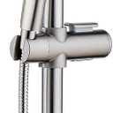BRIGHT SHOWERS Slide Bar Shower Set with Handheld Shower Head, ADA-Compliant Stainless Steel Grab Bar, Adjustable Height and 69-Inch Hose, Brushed Nickel