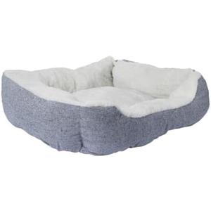Denim Cuddler Pet Bed, 17.5 x 19.5 inches, Grey and White