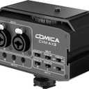 Comica CVM-AX3 Audio Mixer, Dual XLR/3.5mm/6.35mm Mic Preamp 9V Phantom Power with Real-time Monitor for Interview Guitar Recording Canon Nikon DSLR Camera Camcorder