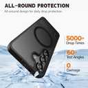 Strong Magnetic for Samsung Galaxy S25 Case with Screen Protector + Lens Protector, Fit for MagSafe,Mil-Grade Drop Protection, Seamless Stand, Translucent Black