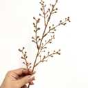 Artificial Golden Berry Stem Decorations, Fake Bead Sticks Picks Plastic Plants for Home Party Christmas Berries Stems Tree Ornaments Wreath Crafts DIY Gift Wedding Bouquet Xmas Decor Gold 6 Pcs