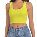 SanxiawaBa Womens Sleeveless Ribbed Tank Top Form Fitting Scoop Neck Basic Cami Shirts Yellow XL