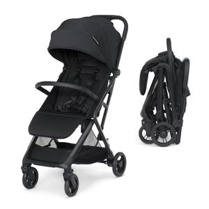 Delta Children Icon Ultra Compact Lightweight Everyday & Travel Stroller - One-Hand Fold - Only 15.6 Pounds - Fits in Overhead Compartments - Greenguard Gold Certified - Multi-Position Recline,Black