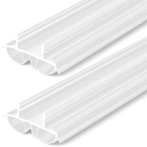 Pushglossy 2 Pcs 32" Double Bubble Kerf Door Sweep 1-3/4" Wide Vinyl Weatherstrip Seal for Exterior Doors, Energy Efficient Draft Stopper, Easy Slide in Installation(White)