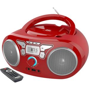 Portable CD Player Boombox with Bluetooth, FM Radio, USB Input, 3.5mm AUX and Headphone Jack, Clear Stereo Sound