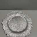 24 Pcs Silver Charger Plates Bulk, 13" Reef Plate Chargers for Dinner, Plastic Floral Decorative Plates for Table Setting, Wedding, Party, Event, Decoration