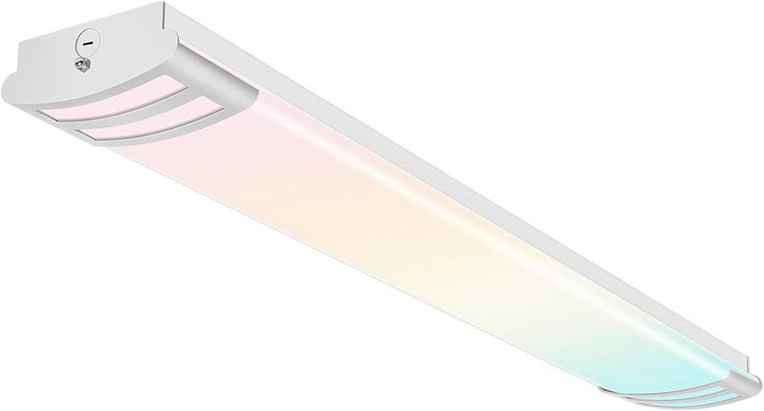 hykolity 4FT 3CCT LED Linear Flush Mount Lights 50W, 5000lm, 3000K/4000K/5000K Selectable, 4FT LED Puff Lights Flush Mount for Kitchen, Utility Room, Laundry, Fluorescent Replacement, 120-277V, ETL (White)