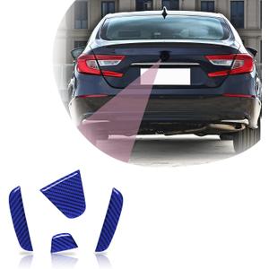 QianBao Compatible with Carbon Fiber Car Rear Logo Decoration Sticker Exterior Accessories Rear Tailgate Emblem Sticker for Honda Civic 2016 2017 2018 2019 2020 2021 (4Pcs Blue) (Blue)
