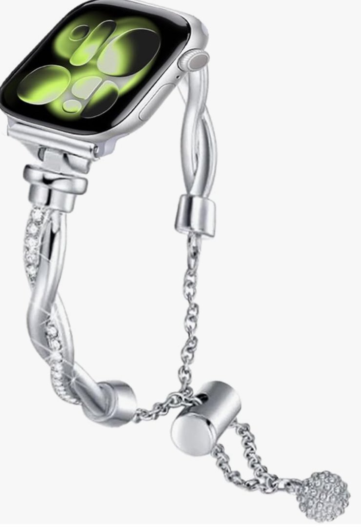 BDJXCUSA for Apple Watch Bands for Women Silver, Bling Metal Strap for Apple Watch Series 11,10 42mm, Slim Stainless Steel Replacement for iWatch 9,8,7,6,5,4,3,2,1,SE,SE 2nd,38mm,40mm,41mm