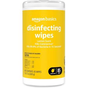 Amazon Basics Disinfecting Wipes, Lemon & Fresh Scent, Sanitizes, Cleans, Disinfects & Deodorizes, 255 Count (1 Packs of 85) 