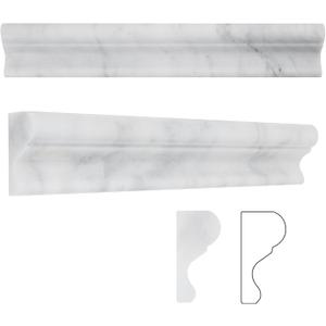 10 Pcs Carrara White Marble Chair Rail Trim Molding, 2"X12" Carrara Marble Trim for Bathroom Kitchen Shower Livingroom Walls, Polished
