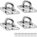 4 Pieces 316 Stainless Steel Ceiling Hook Pad Eye Plate Marine Hardware Hook Loop with Screws