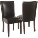 HomePop Parsons Upholstered Accent Dining Chair, Set of 2, Dark Brown Faux Leather