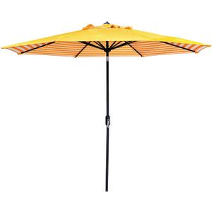 11 Foot Outdoor Patio Umbrella Replacement Canopy, Market Umbrella Top, Outdoor Table Umbrella Canopy for 8 Ribs, Vented Canopy, Sun Protection UPF 50+ and 2-Years-color fastness to light (Yellow Stripe Underneath)