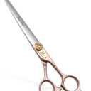 Fenice Peak 7'' Dog Straight Scissors for Grooming 440C Stainless Steel Rose Gold Professional Pet Trimming Scissors Sharp Blades Cutting for Dogs and Cats Shears