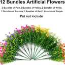 Ivydale Artificial Fake Fall Mums Flowers Plants for Outdoors Indoor Decoration, 12 Bundles Faux Plastic Mix-Colored Daisy Flowers UV Resistant Faux Greenery Bushes Shrubs for Home Porch Patio Garden