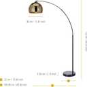 Teamson Home Arquer 66.93" Arc Floor Lamp for Living Rooms, Home Offices, Dining Rooms, Bedrooms with Faux Black Marble Base and Gold Bell Shade