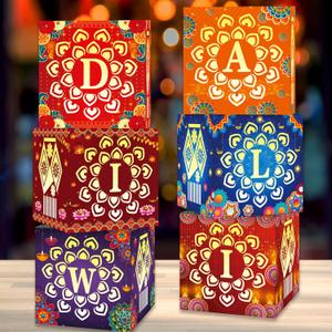 Diwali Decorations for Home 6 Pcs Diwali Boxes Festival of Lights Boxes Deepavali Decorations Photo Booth Props Indian Decorations for Party Pooja Decoration