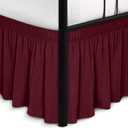 Biscaynebay Wrap Around Bed Skirts with Split Corners for Queen Beds 14" Drop, Burgundy Elastic Dust Ruffles Adjustable Easy Fit Wrinkle & Fade Resistant Silky Luxurious Fabric Machine Washable
