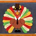 4 x Geyee 26 Pcs Thanksgiving Turkey Bulletin Board Set Turkey Stickers Wall Decal Self Adhesive for Kid School Classroom Blackboard Fall Autumn Halloween Party Decorations