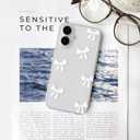 NITITOP Compatible with iPhone 16 Plus Case Clear Cute Bow Knot Design for Women Girls Stylish Bowknot Durable Soft TPU Slim Protection Phone Cover - White Ribbon