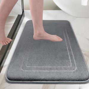 chakme Memory Foam Bath Mat Rug 32" x 20", Ultra Soft and Absorbent Bathroom Rugs, Non Slip, Machine Wash Dry, Thick Bath Rug for Bathroom Mat, Dark Grey (1'8" x 2'8" (Rectangular))