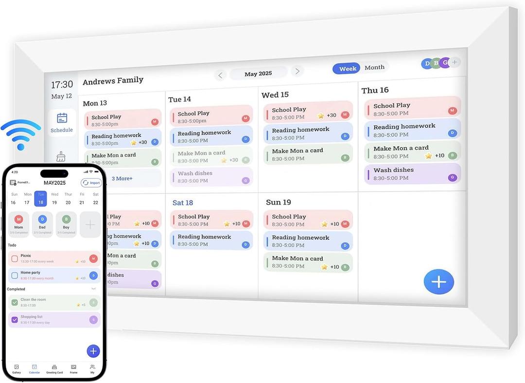 15.6'' Digital Calendar Wall Touch Screen, 1920 * 1080P Electronic Smart Calendar, Digital Picture Frame, Daily Weekly and Monthly Planner, Electronic Chore Chart, White Elephant Gifts for Women, Mom, Teacher, Grandma