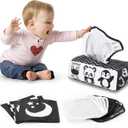 Baby Tissue Box Toy High Contrast for Newborn Black and White Montessori Toy for Babies 3 Months Sensory Tissue Box