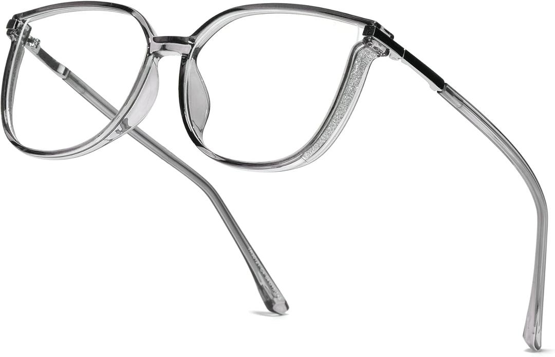 Vintage Cat-eye Blue Light Blocking Glasses for Women, Lightweight TR90 Fashion Eyeglasses (Grey)
