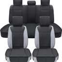 Elantrip Car Seat Cover Full Set Leather Car Seat Protector Universal fit for Most Cars SUVs and Trucks Water Proof Front and Rear Seat Protector Black