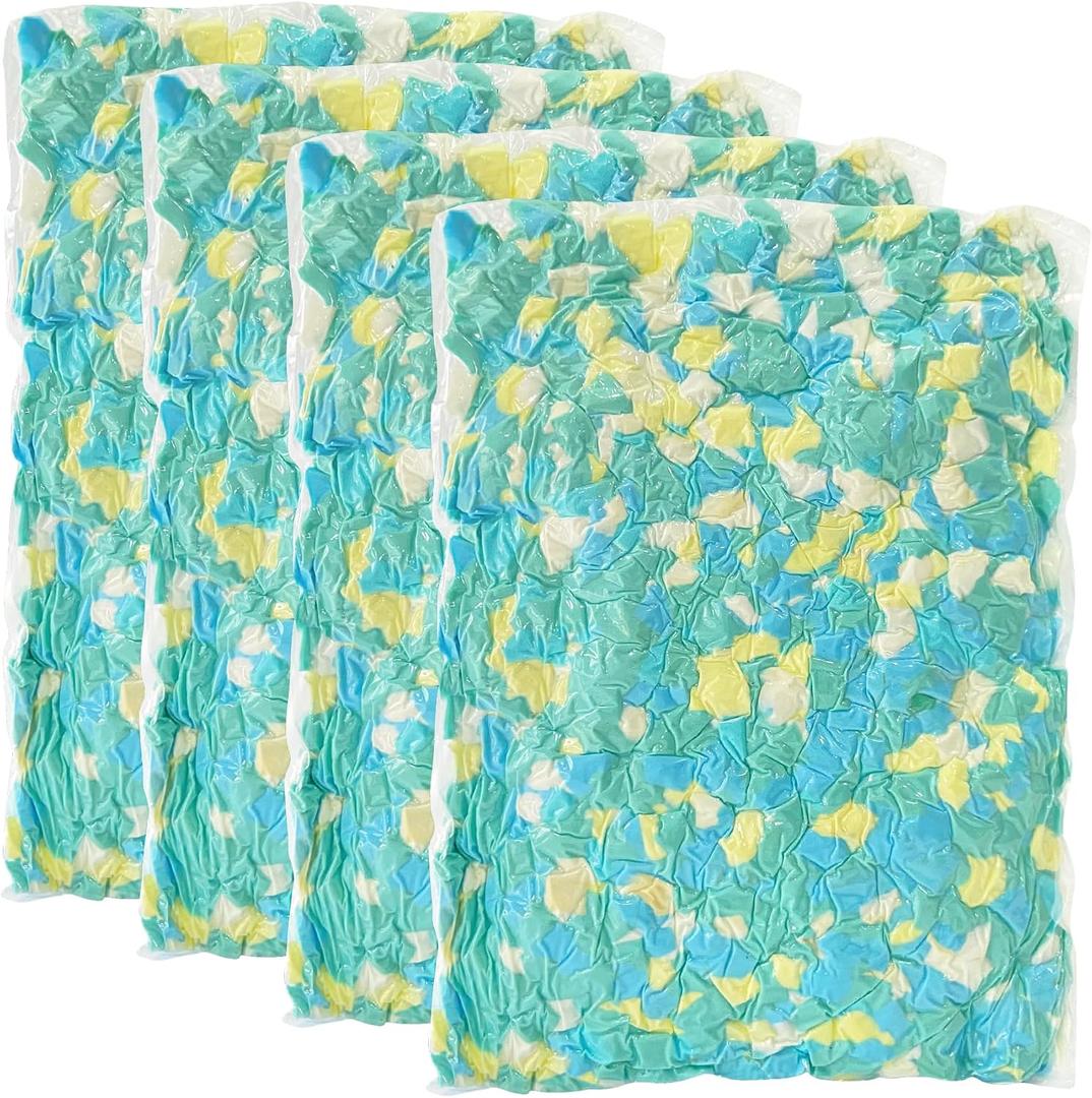 20lbs Bean Bag Filler, Shredded Memory Foam Filling for Pillow Stuffing Cushion Arts Crafts Refill, Without Added Gel Particles, Premium Soft and Great for Stuffing (Multi Color and Pack of 4)