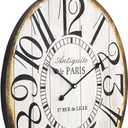 Large Wall Clocks, 29 Inch-High Oversized Oval French Vintage Farmhouse Design, Battery Operated Silent Wall Clock for Living Room,Kitchen,Bedroom (Brown)