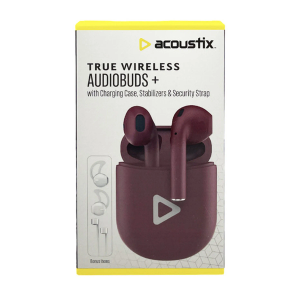 Acoustix AudioBuds+ True Wireless Bluetooth Earbuds with Charge Case - Burgundy